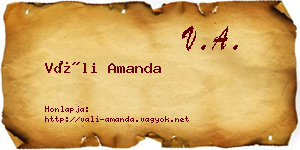 Váli Amanda névjegykártya